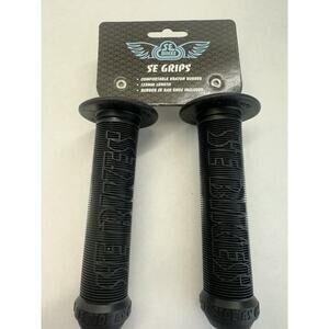 SE Racing Wings Logo High Flange Bicycle Grips For BMX Bike, Black